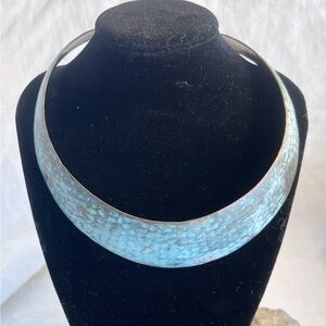 Unique brass copper patina Choker Necklace